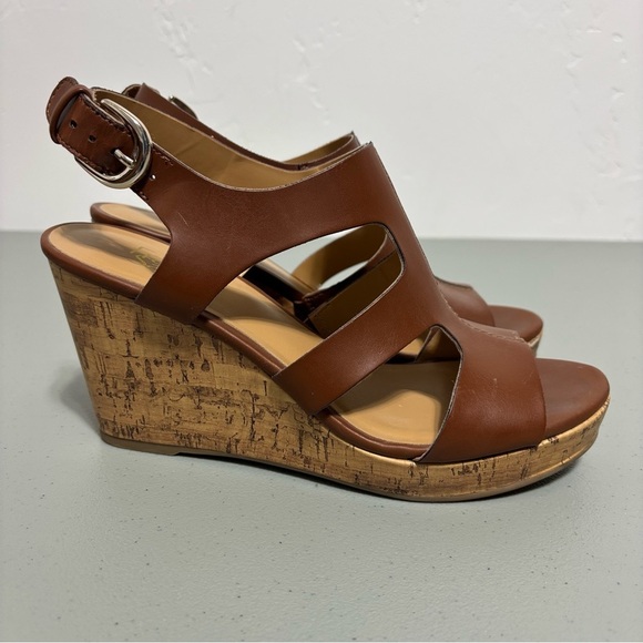 Franco Sarto Women's Wedge Sandals Platform Brown Cognac Size 8.5M Mantle - Picture 1 of 16